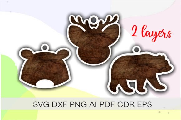 3d Deer and Bear Layered Christmas Decor for Shapes