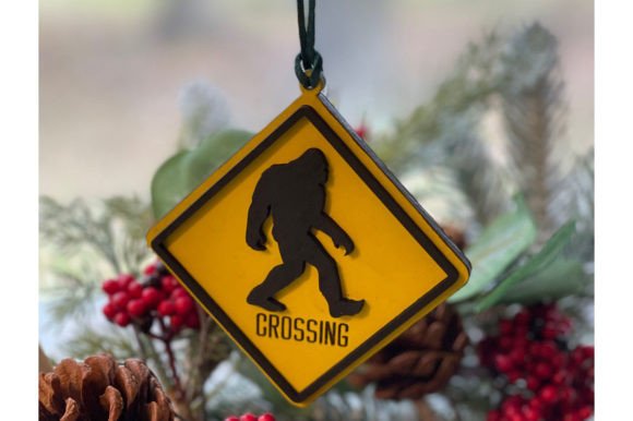 Bigfoot Crossing Christmas Ornament for Festive Ornaments
