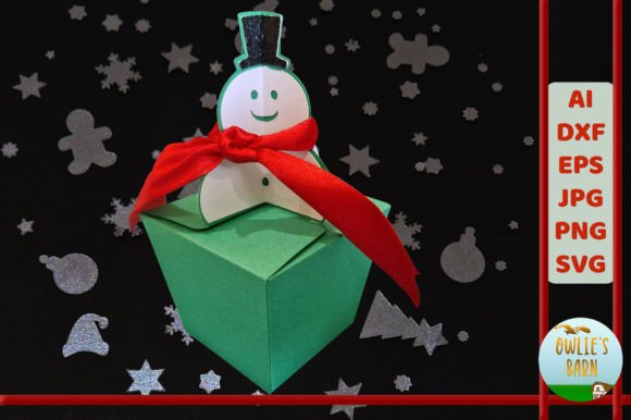 Box with Snowman Closure for Christmas Content