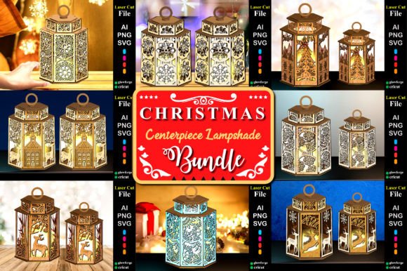 Christmas Centerpiece Lampshade Bundle for Winter Amp
