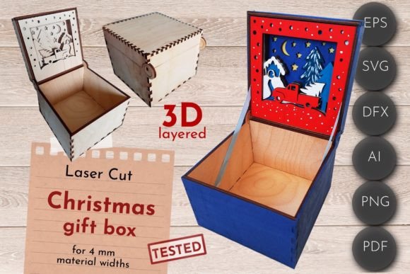 Christmas Gift Box, Laser Cut Svg, 3D Embroidery Review