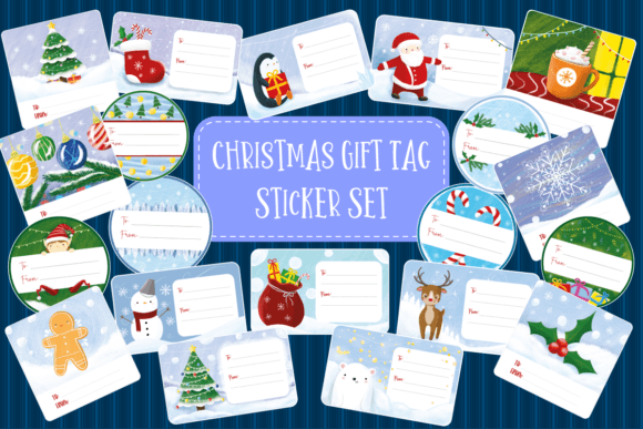 Christmas Gift Tag Sticker Set for Holiday Branding
