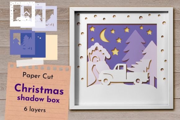Christmas Layered Shadow Box, Light Box for Winter Amp Brands