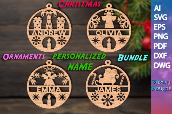 Christmas Ornament Personalized Bundle 2 for Festive Ornaments
