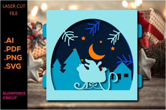 Christmas Tunnel Cards Template SVG for Shadow Boxes