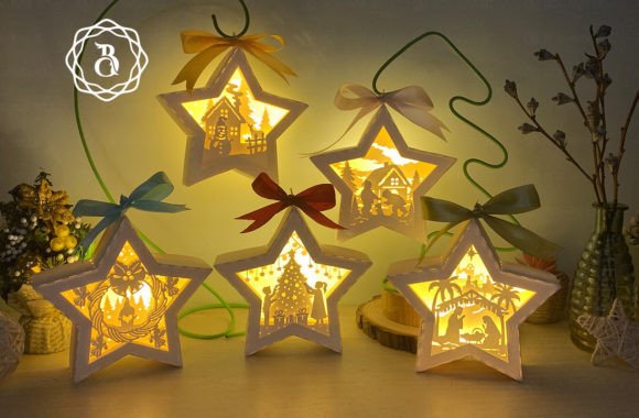 Combo Christmas Hanging Star Lanterns for Festive Branding