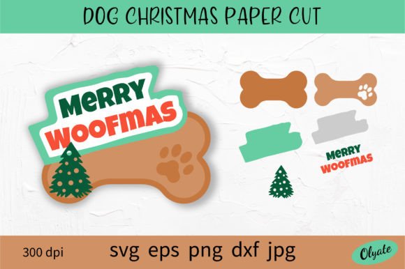 Dog Christmas Paper Cut. Dog Christmas for Winter Amp