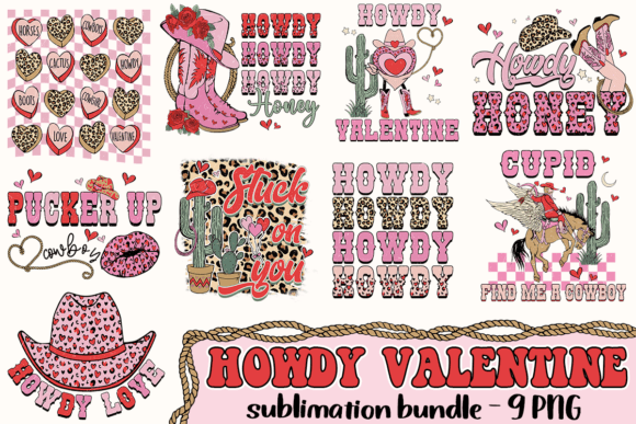 Howdy Valentine Sublimation PNG Bundle for Crafts