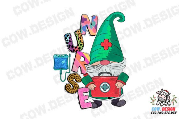 Leopard Gnome Nurse Sublimation SVG for Crafts & Business
