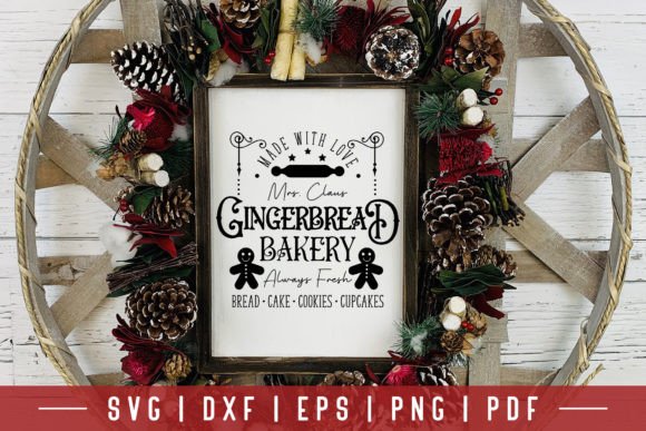 Mrs Claus Gingerbread Bakery SVG for Crafts and Branding
