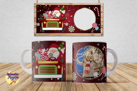 Santa Claus Mug Template PNG Sublimation for Print Templates