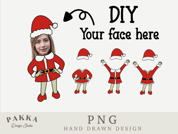 Santa Girl Face Blank Printable PNG for Print Templates